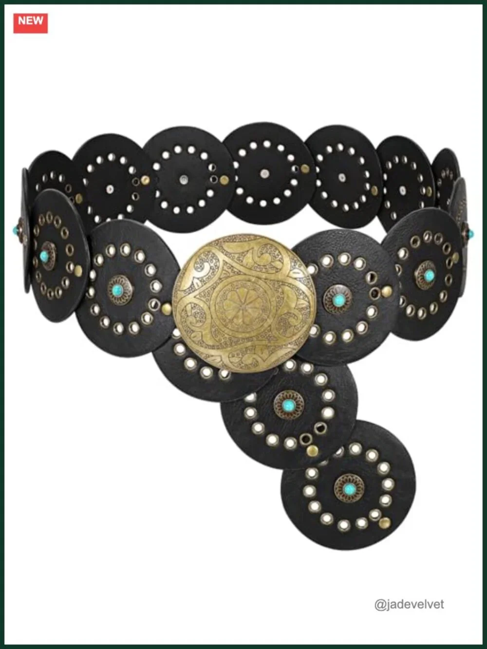 Western Wide Concho PU Leather Belt for Women Cowgirl Cowboy Boho